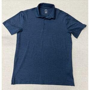 George Navy Heathered Short-Sleeve Polo-Shirt- Men's Medium